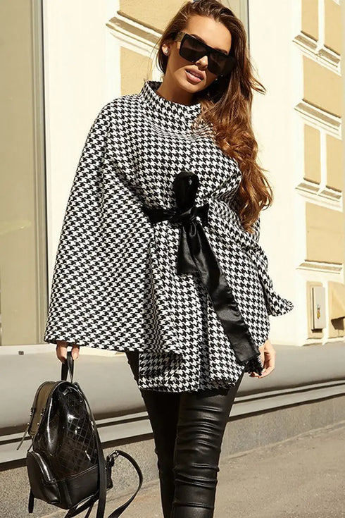 'Eira' Plaid Houndstooth Coat - Celes Fashion
